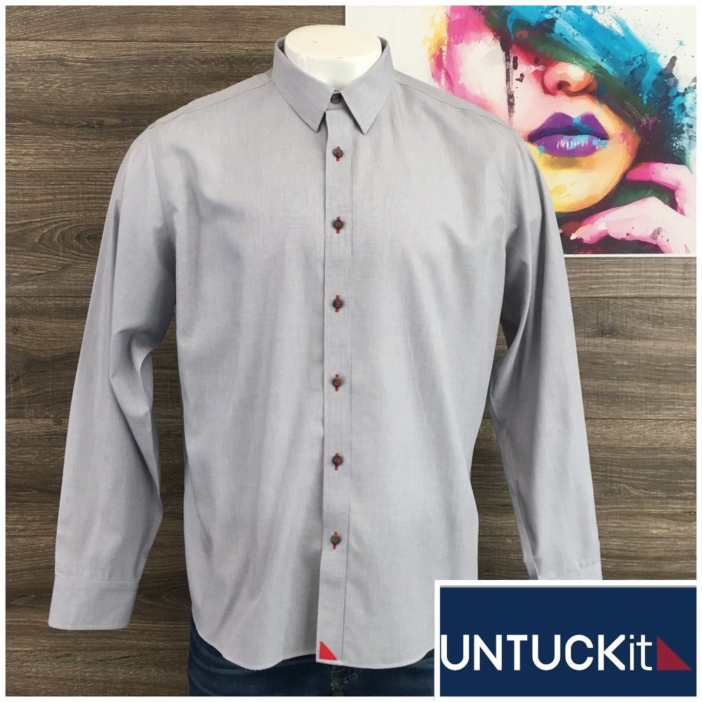 Untuckit Shirt Long Sleeve Button Up Men's Size XL Cotton Wrinkle Free Relaxed